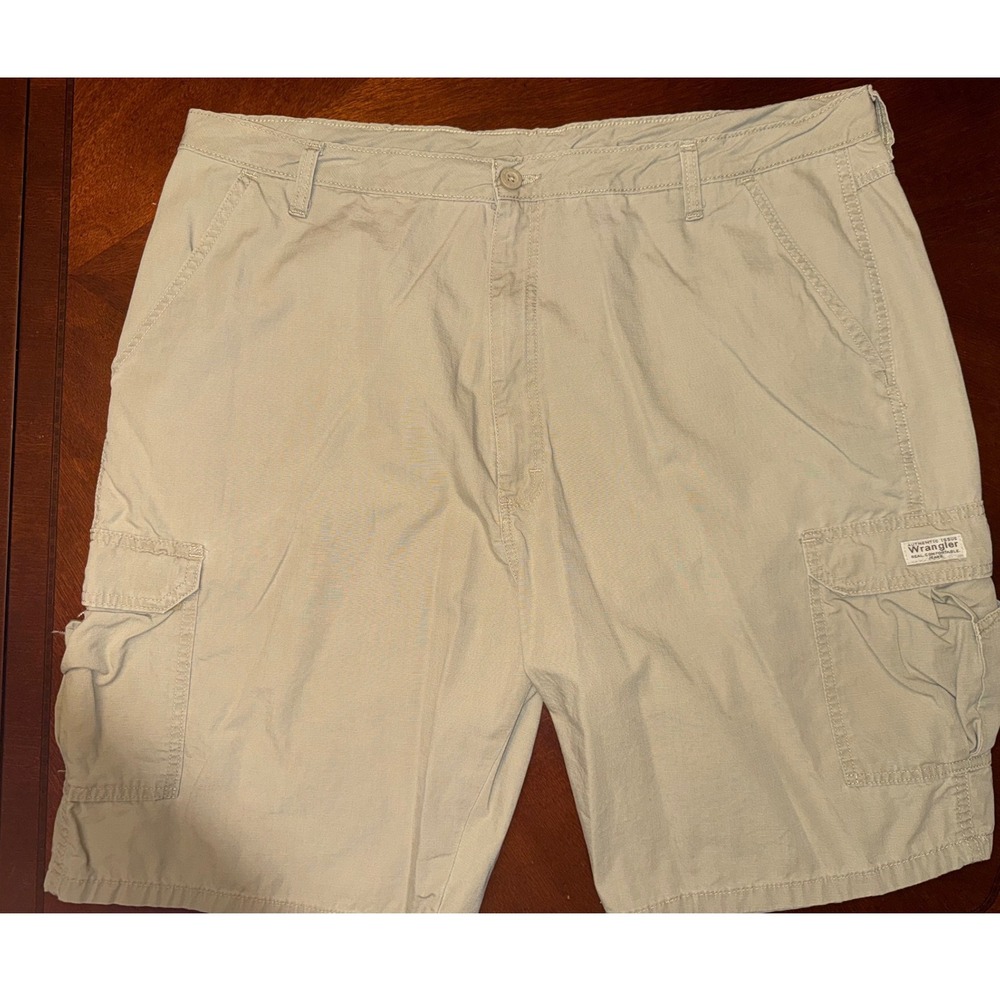 Wrangler Cargo Shorts Mens 42 Tan Authentic Issue‎ Ripstop Cotton Hiking Outdoor